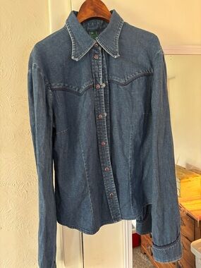 Long-Sleeve Denim Western Pearl Snap Shirt